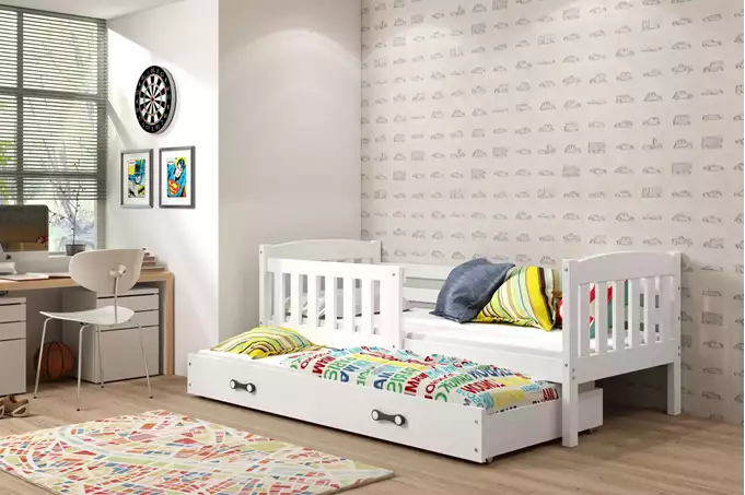 Visualisering av Bäddsoffa för ungdom KUBUŚ 90X200 med låda, vit