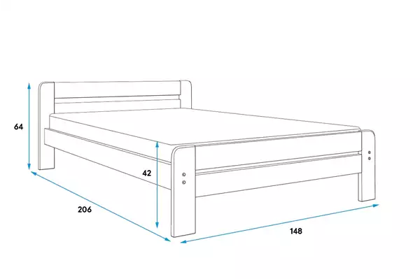 Storlek på DALLAS Säng 140X200 med madrass, furu Storlek på DALLAS Säng 140X200 med madrass, furu