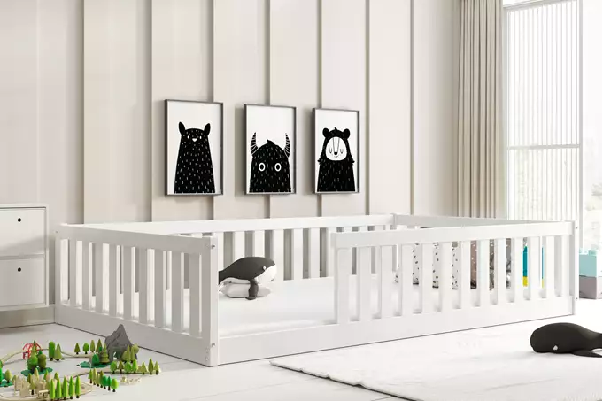 Enkel Barnsäng Bella Sima 120x200 Med Madrass, Vit Wizualizacja