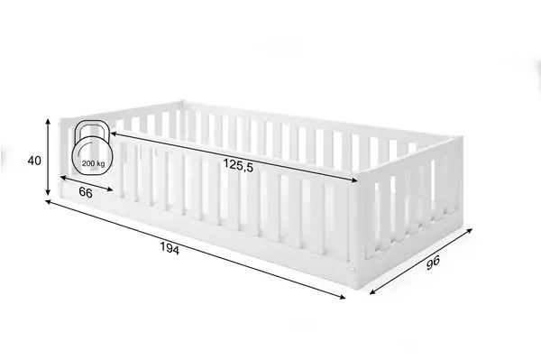 Enkel Barnsäng Bella Sima 90x190, Vit Rozmiar