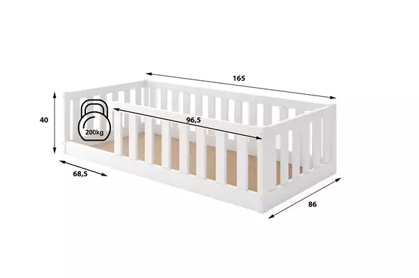 Enkel barnsäng Bella Sima 80X160, vit | Interbeds Rozmiar