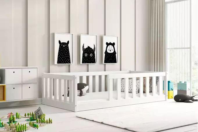 Enkel barnsäng Bella Sima 80X160, vit | Interbeds Wizualizacja