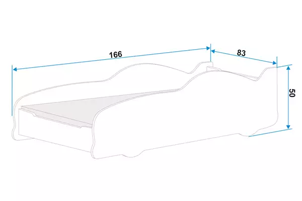 Enkel barnsäng Cars 80X160 med madrass, röd | Interbeds Rozmiar