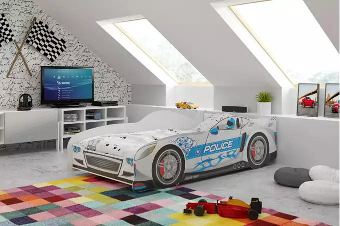 Enkel barnsäng Cars 80X160, silver | Interbeds Wizualizacja