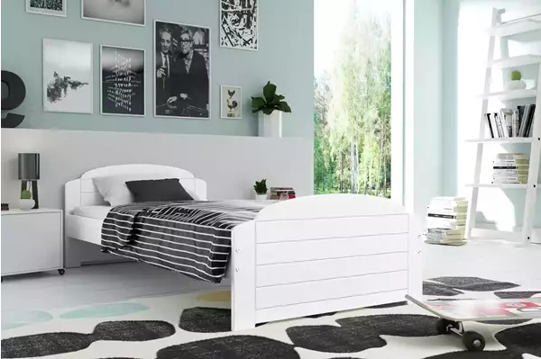Visualisering av Enkel barnsäng LILI 90X200 med madrass, vit