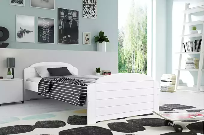 Visualisering av Enkel barnsäng LILI 90X200 med madrass, vit