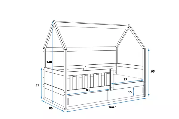 Enkel barnsäng SMART 2 STUGA 80x160 med madrass och förvaring, naturträ| Interbeds Rozmiar Enkel barnsäng SMART 2 STUGA 80x160 med madrass och förvaring, naturträ| Interbeds Rozmiar