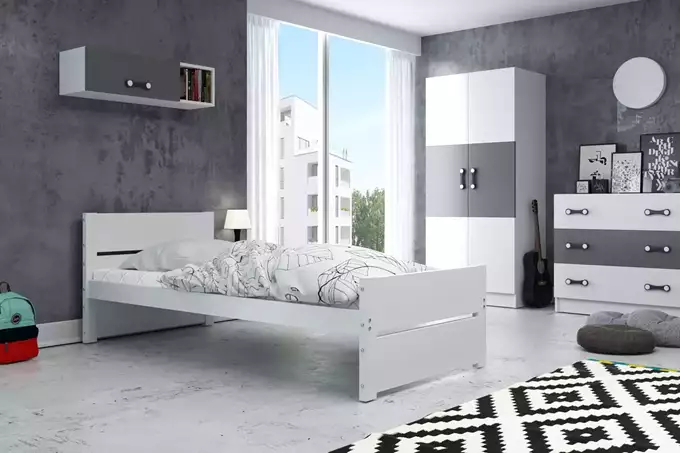 Visualisering av Enkel juniorsäng BARTEK 90X200, vit