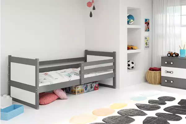 Visualisering av Enkel juniorsäng RICO 90X190, grafit/vit