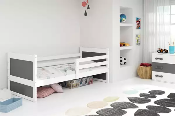 Visualisering av Enkel ungdomssäng RICO 80X190, vit/grafit
