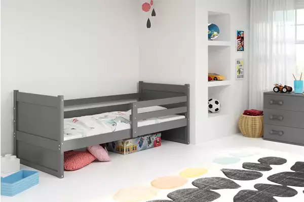 Visualisering av Enkel ungdomssäng RICO 90X190 med madrass, grafit