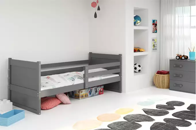 Visualisering av Enkel ungdomssäng RICO 90X190 med madrass, grafit