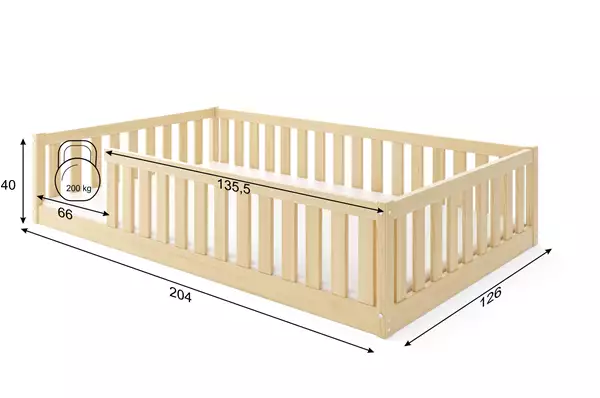 Enkelsäng För Barn Bella Sima 120x2000, Furu Rozmiar