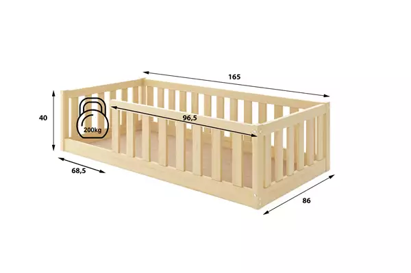 Enkelsäng för barn Bella Sima 80x160, furu | Interbeds Rozmiar Enkelsäng för barn Bella Sima 80x160, furu | Interbeds Rozmiar