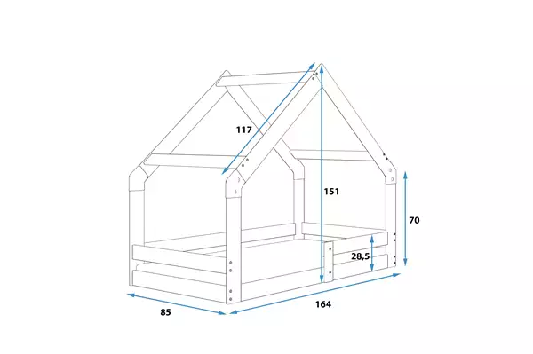 Enkelsäng för barn DOMEK 80X160 med madrass, naturträ | Interbeds Rozmiar Enkelsäng för barn DOMEK 80X160 med madrass, naturträ | Interbeds Rozmiar