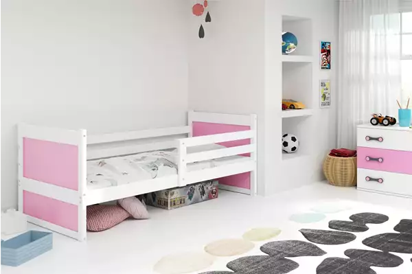 Visualisering av Enkelsäng för ungdomar RICO 90X200, vit/rosa Visualisering av Enkelsäng för ungdomar RICO 90X200, vit/rosa