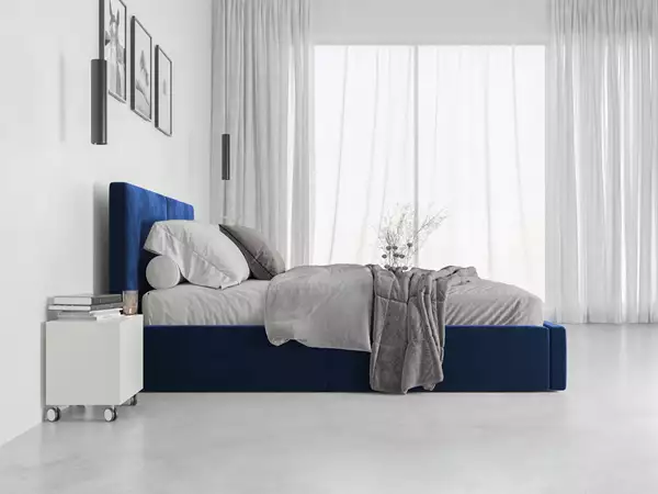 Beståndsdelar för HILTON 140X200 klädd säng med förvaring, blå