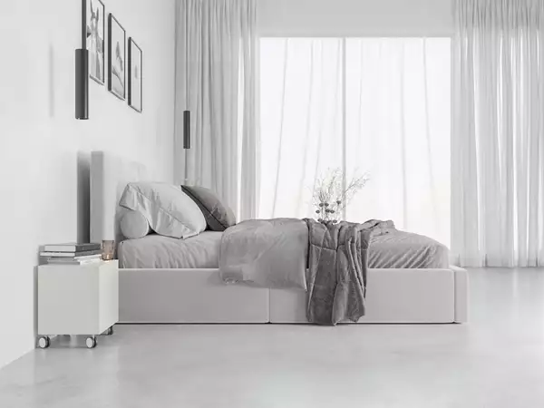 Beståndsdelar för Hilton Säng 140x200 med Förvaring, Grå