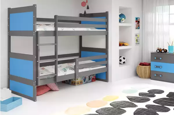 Visualisering av Loftsäng för ungdom RICO 90X200, grafit/blå Visualisering av Loftsäng för ungdom RICO 90X200, grafit/blå