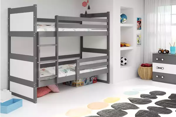 Visualisering av RICO loftsäng för ungdomar 90X200, grafit/vit