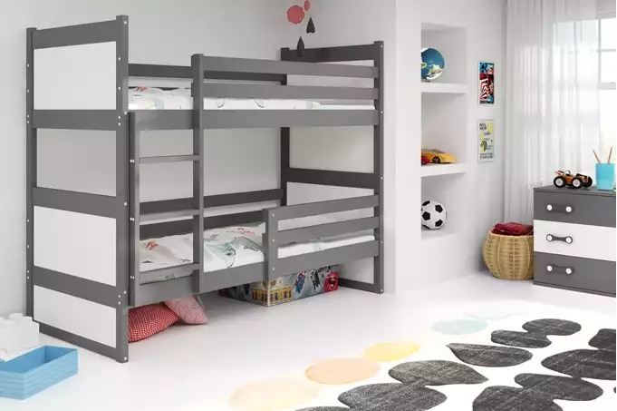 Visualisering av RICO loftsäng för ungdomar 90X200, grafit/vit