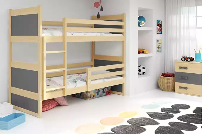 Visualisering av RICO våningssäng för ungdomar 90X200, furu/grafit