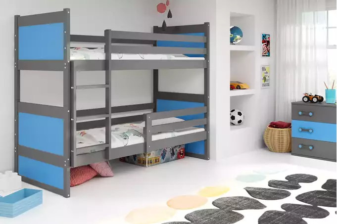 Visualisering av RICO våningssäng ungdom 90X190, grafit/blå