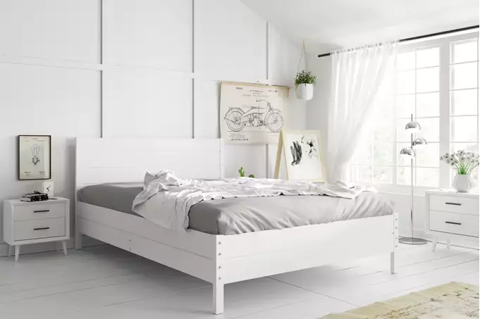 Säng 140x200 – Continental Vit Med Lyftbar Sängbotten Wizualizacja