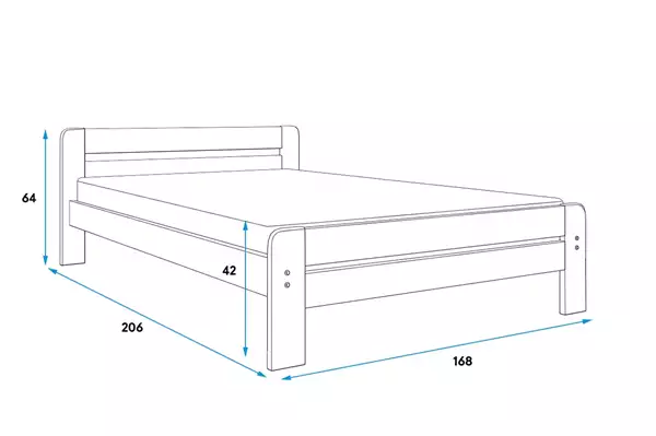 Storlek på Säng DALLAS 160X200 med madrass, furu Storlek på Säng DALLAS 160X200 med madrass, furu