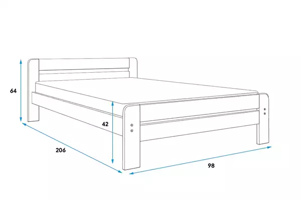 Storlek på Säng DALLAS 90X200 med madrass, grafit Storlek på Säng DALLAS 90X200 med madrass, grafit