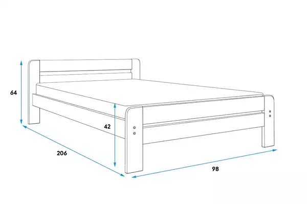 Storlek på Säng DALLAS 90X200, vit