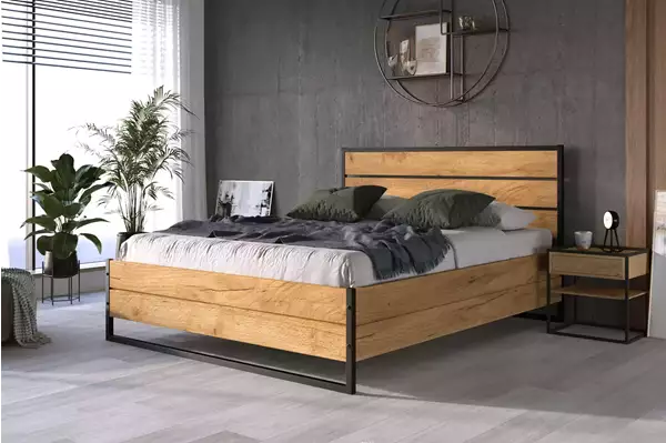Visualisering av Säng LOFT 160x200 med förvaring, ekträ