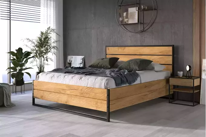 Visualisering av Säng LOFT 180X200 med förvaring, i ekträ
