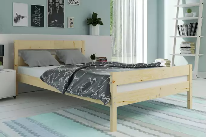 Säng Orbis 160X200 med madrass, naturträ | Interbeds Wizualizacja