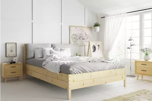 Träsäng 140x200 – Continental I Furu Med Lyftbar Sängbotten Wizualizacja