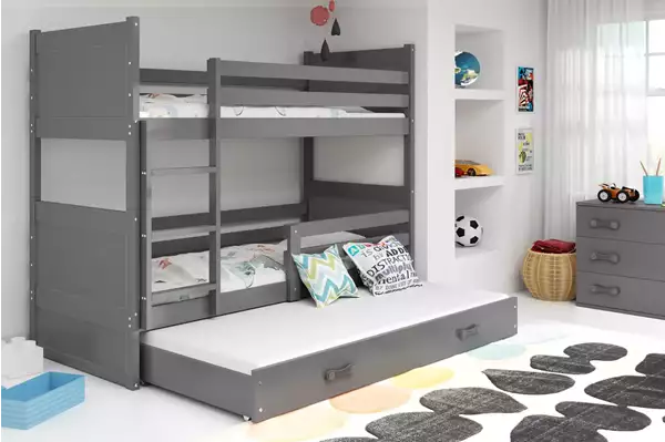 Visualisering av Trebädd ungdomssäng RICO 90X200 med låda, grafit