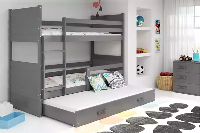 Visualisering av Trebädd ungdomssäng RICO 90X200 med låda, grafit
