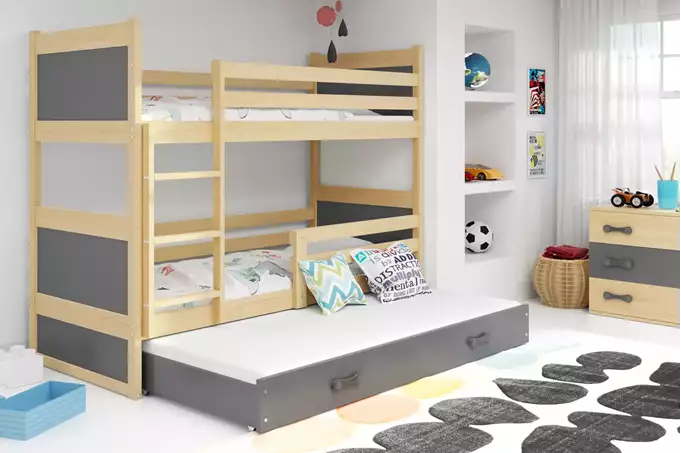 Visualisering av Trebäddars ungdomssäng RICO 90X200 med låda, furu/grafit