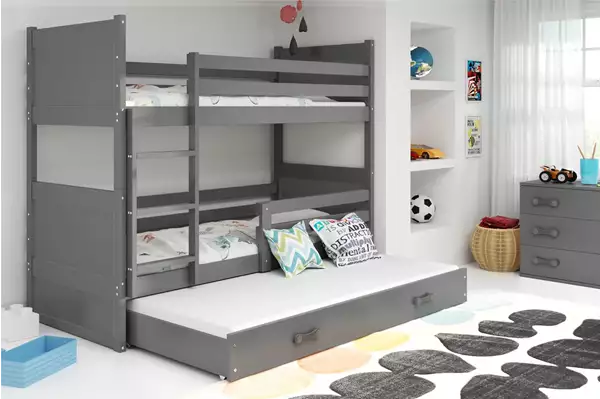 Visualisering av Trebädds ungdomssäng RICO 90X200 med madrass och låda, grafit Visualisering av Trebädds ungdomssäng RICO 90X200 med madrass och låda, grafit