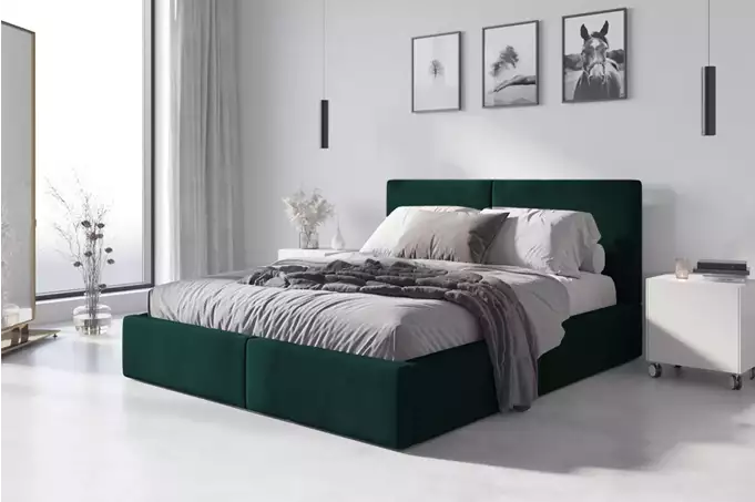 Visualisering för Uppklädd säng 120x200 Hilton med madrass, grön