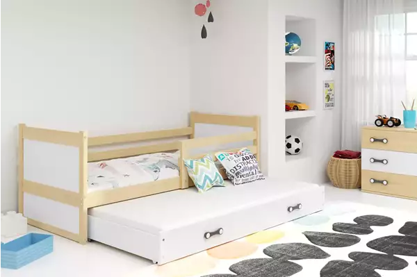 Visualisering av UTDRAGBAR BARN-/UNGDOMSSÄNG RICO 90X200 MED LÅDA, FURU/VIT Visualisering av UTDRAGBAR BARN-/UNGDOMSSÄNG RICO 90X200 MED LÅDA, FURU/VIT