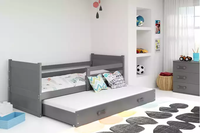 Visualisering av Utdragbar barnsäng RICO 90X200 med låda, grafit
