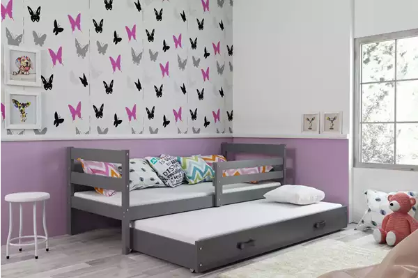 Visualisering av Utdragbar juniorsäng ERYK 90X200 med låda, grafit Visualisering av Utdragbar juniorsäng ERYK 90X200 med låda, grafit