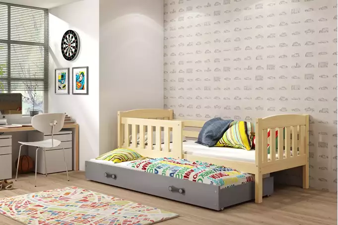 Visualisering av Utdragbar juniorsäng KUBUŚ 90X190 med låda, furu/grafit