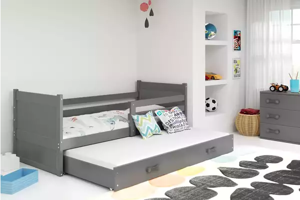 Visualisering av Utdragbar juniorsäng RICO 90X190 med låda, grafit
