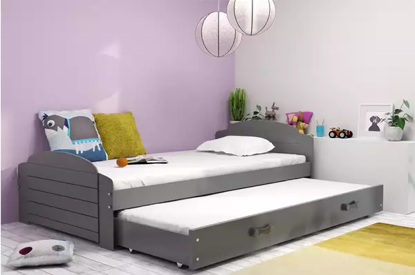 Visualisering av Utdragbar tonårssäng LILI 90X200 med madrass och låda, grafit
