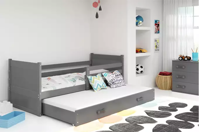 Visualisering av Utdragbar tonårssäng RICO 90X200 med madrass och låda, grafit