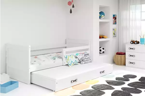 Visualisering av Utdragbar ungdomssäng RICO 90x200 med låda, vit