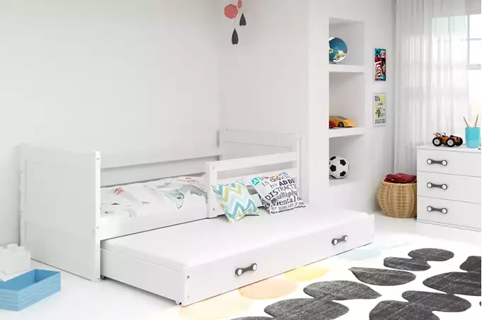 Visualisering av Utdragbar ungdomssäng RICO 90x200 med låda, vit