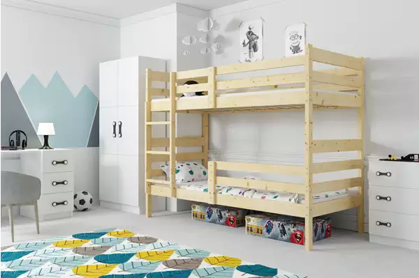 Våningssäng för ungdom Eryk 90X190, furu med madrass-1 | Interbeds Wizualizacja